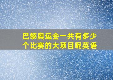 巴黎奥运会一共有多少个比赛的大项目呢英语