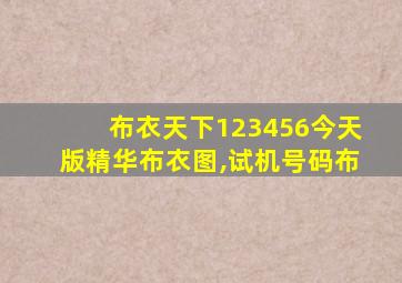 布衣天下123456今天版精华布衣图,试机号码布