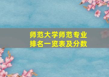 师范大学师范专业排名一览表及分数