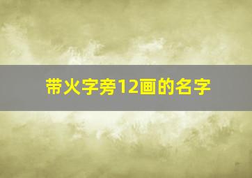 带火字旁12画的名字