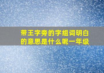 带王字旁的字组词明白的意思是什么呢一年级