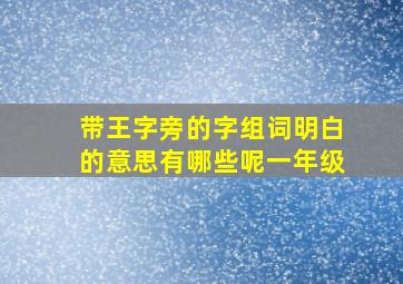 带王字旁的字组词明白的意思有哪些呢一年级