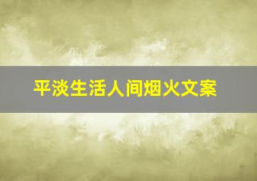 平淡生活人间烟火文案