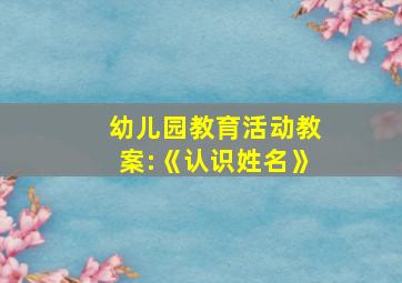 幼儿园教育活动教案:《认识姓名》