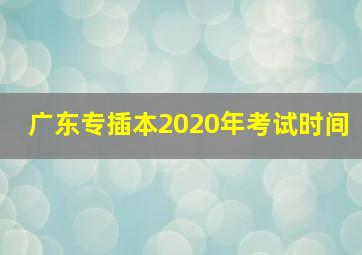 广东专插本2020年考试时间