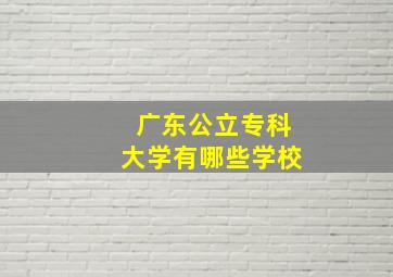 广东公立专科大学有哪些学校