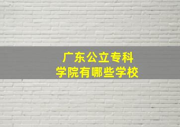 广东公立专科学院有哪些学校