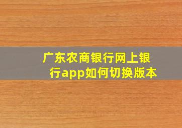 广东农商银行网上银行app如何切换版本