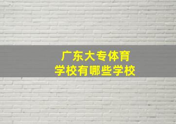 广东大专体育学校有哪些学校