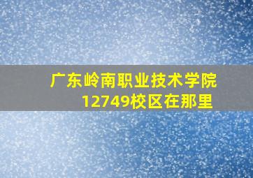 广东岭南职业技术学院12749校区在那里