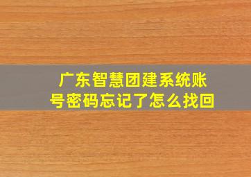 广东智慧团建系统账号密码忘记了怎么找回