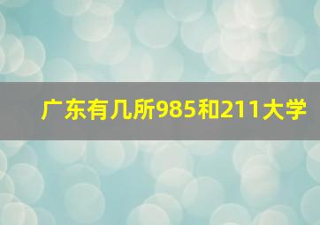 广东有几所985和211大学