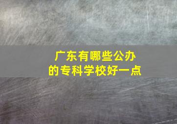 广东有哪些公办的专科学校好一点