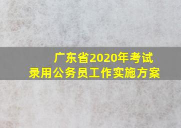 广东省2020年考试录用公务员工作实施方案