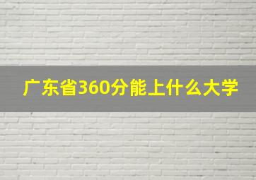 广东省360分能上什么大学