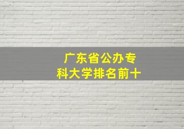 广东省公办专科大学排名前十