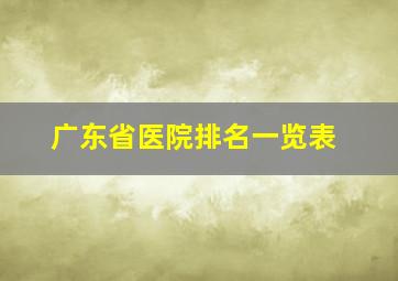 广东省医院排名一览表