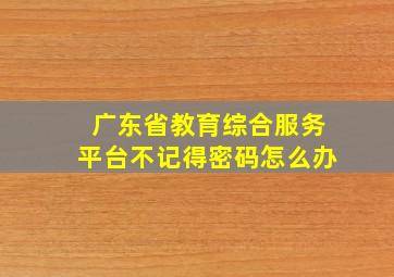 广东省教育综合服务平台不记得密码怎么办