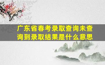 广东省春考录取查询未查询到录取结果是什么意思