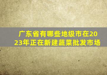 广东省有哪些地级市在2023年正在新建蔬菜批发市场