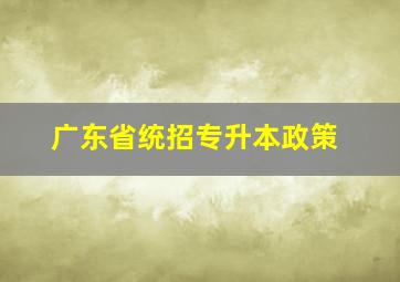 广东省统招专升本政策