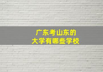 广东考山东的大学有哪些学校