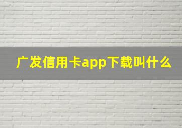 广发信用卡app下载叫什么