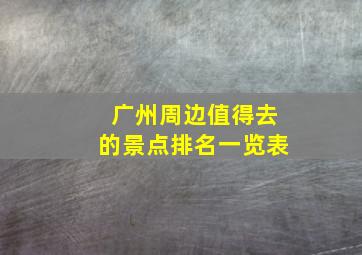 广州周边值得去的景点排名一览表