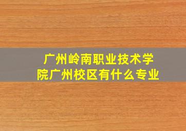 广州岭南职业技术学院广州校区有什么专业