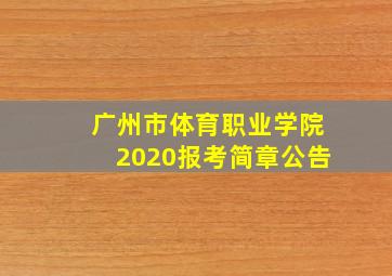 广州市体育职业学院2020报考简章公告