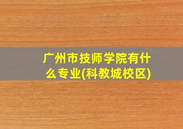 广州市技师学院有什么专业(科教城校区)