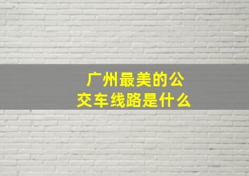 广州最美的公交车线路是什么