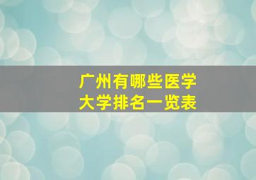 广州有哪些医学大学排名一览表