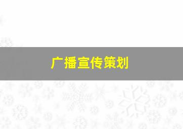 广播宣传策划