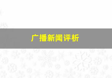 广播新闻评析