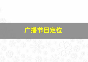 广播节目定位