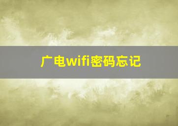 广电wifi密码忘记