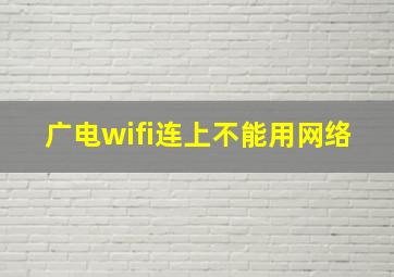 广电wifi连上不能用网络