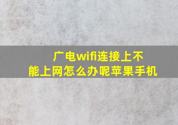 广电wifi连接上不能上网怎么办呢苹果手机