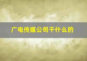 广电传媒公司干什么的