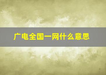 广电全国一网什么意思