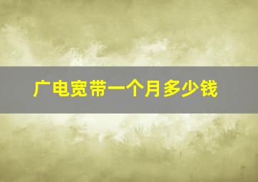 广电宽带一个月多少钱