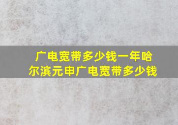 广电宽带多少钱一年哈尔滨元申广电宽带多少钱