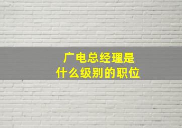 广电总经理是什么级别的职位