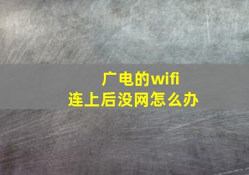 广电的wifi连上后没网怎么办