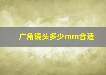 广角镜头多少mm合适