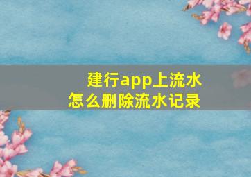 建行app上流水怎么删除流水记录