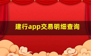 建行app交易明细查询