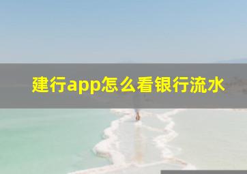 建行app怎么看银行流水