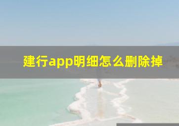 建行app明细怎么删除掉